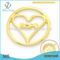 Dubai ouro liga vidro memória flutuante encantos amor locket janela coração HOPE placas jóias